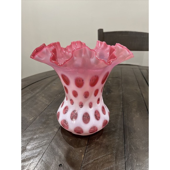 Fenton Cranberry OPALESCENT Coin Dot 8